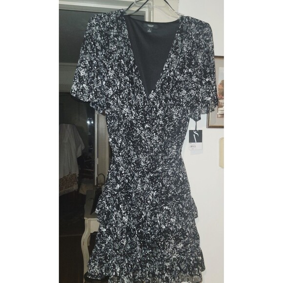 SIMPLY VERA Vera Wang NWT Dress Ruffled Tiered Chiffon Lined Fairy Sz Large Blk - Picture 9 of 16
